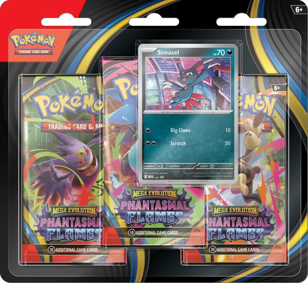 Pokémon TCG: Mega Evolution: Phantasmal Flames: 3 Booster Blister (Weavile)