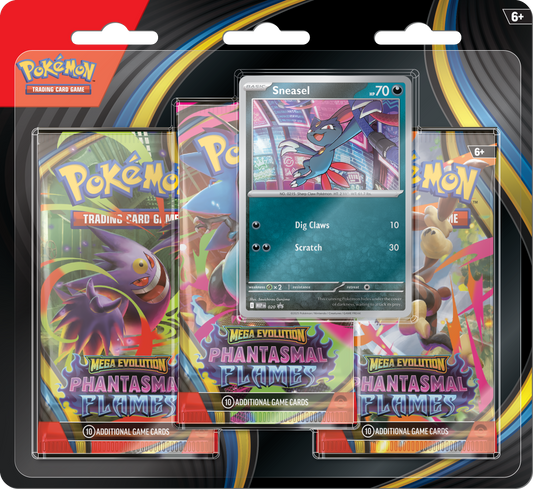 Pokémon TCG: Mega Evolution: Phantasmal Flames: 3 Booster Blister (Sneasel)